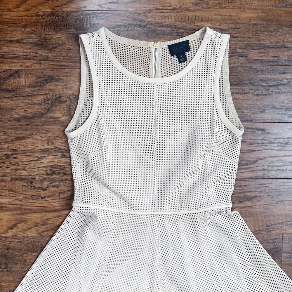 J Crew Collection • Perforated Leather Midi Dress fit & flare Sweet Vanilla ecru - Picture 5 of 16